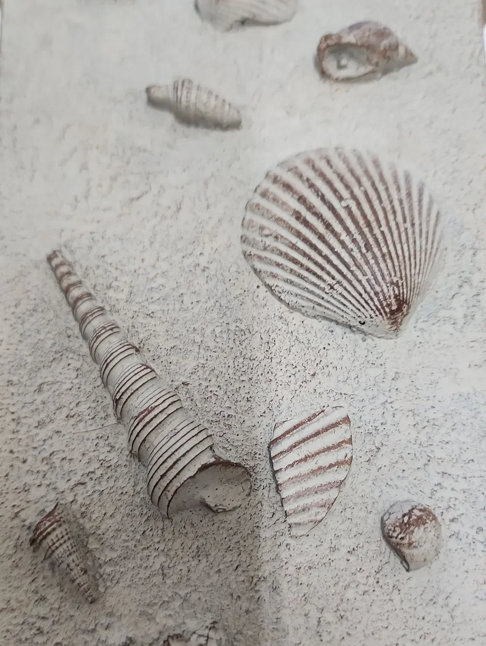 Textured Neutral Tone Seashell Vase Beach House Coastal